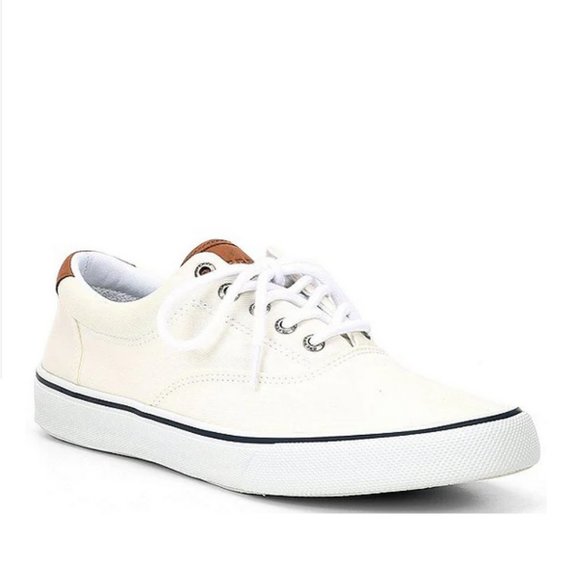 SPERRY Men's White Canvas Lace Up Sneaker Shoes 9 Wide - Picture 1 of 5